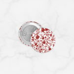 Pin Bros Buttons Tema Tiny Red French Floral Pattern Size 58mm Pin Bros Buttons Tema Tiny Red French Floral Pattern Size 58mm